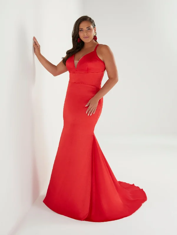 Formal Dress for Evening WeddingsPlus Size Fitted Satin Halter Gown by Tiffany Designs 16965