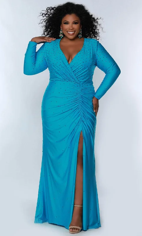 off-the-shoulder prom dressesSydney's Closet SC7345 - Long Sleeve Hot Fix Embellished Prom Dress