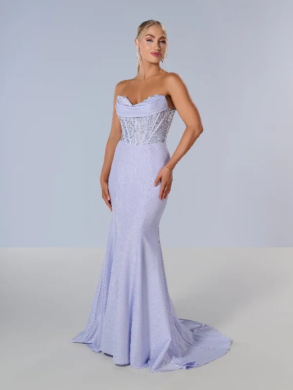 Formal Dress for Emmy AwardsFitted Off Shoulder Corset Gown by Tiffany Designs 16193