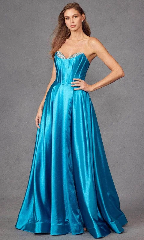 backless prom dressesJuliet Dresses JT2435A - Strapless Embellished Prom Dress