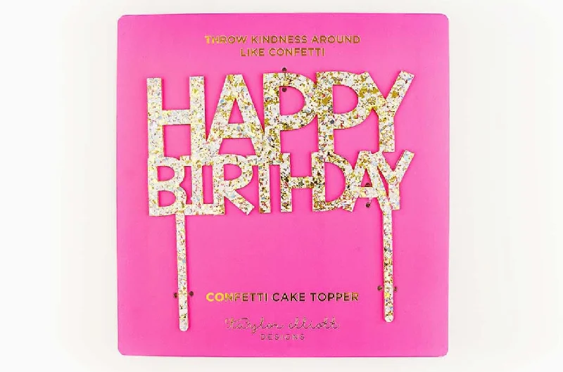 luxury women's topsPearl Confetti Cake Topper Happy Birthday | 1ct