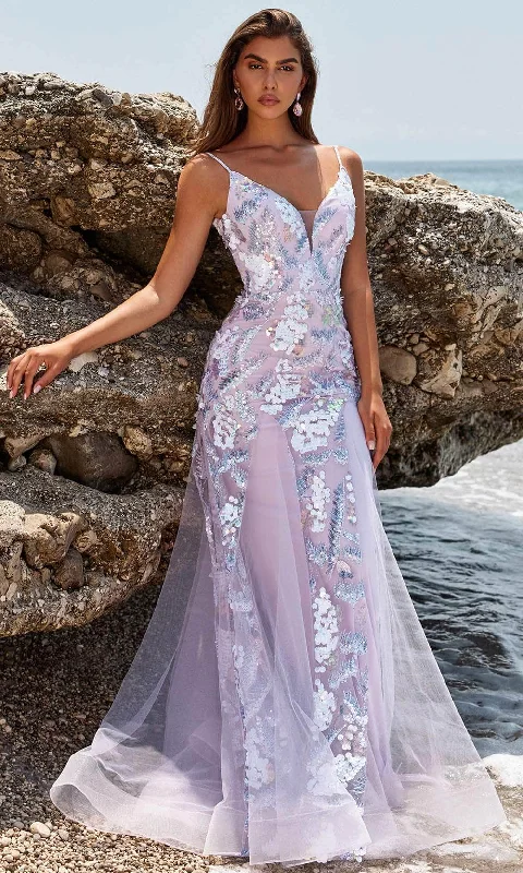 prom dresses with detachable sleevesBlush by Alexia Designs 12113 - Plunging V-Neck Godets Prom Gown