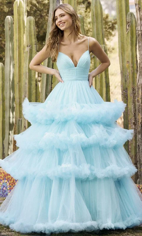 lace prom dressesSherri Hill 55769 - Ruffled Sleeveless Prom Gown