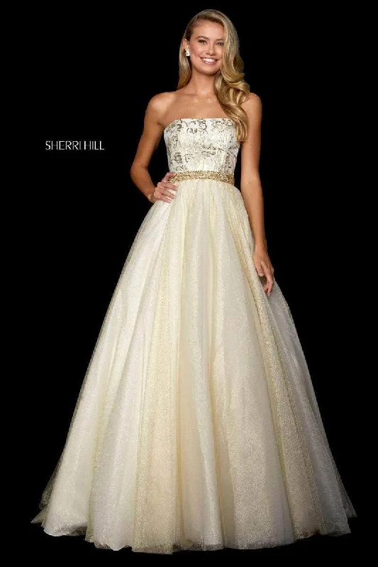 chiffon prom dressesSherri Hill 53256 - Brocade Bodice Prom Dress