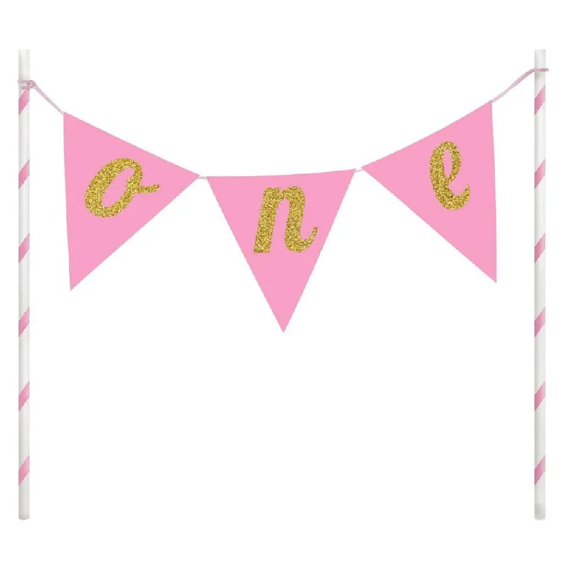 women's tops for statement-making outfitsPink One Pennant Cake Topper