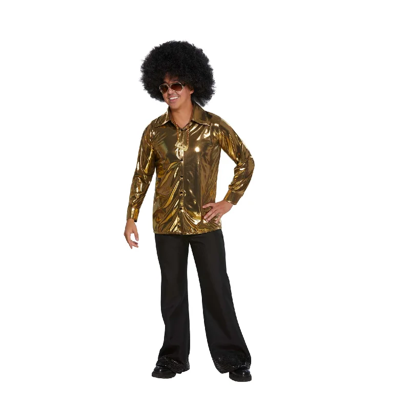 women's tops with cinched waists70s Disco Gold Shirt for Adults