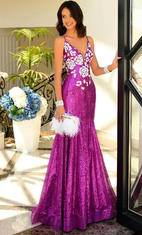 backless prom dressesBlush by Alexia Designs 20532 - Sequined V-Neck Prom Gown