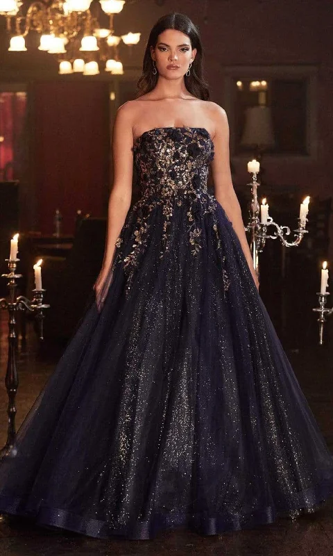 sleeveless prom dressesCinderella Divine - Embellished Strapless Prom Gown CD955