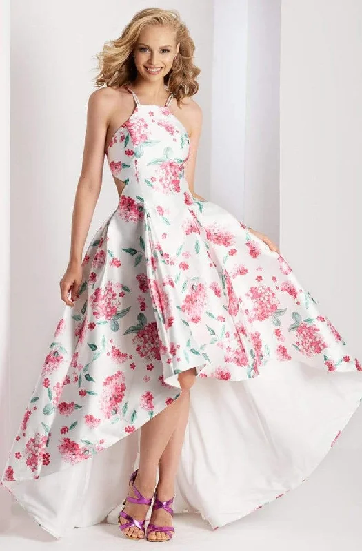 chiffon prom dressesClarisse Prom - 3564 Halter Floral High Low Prom Dress