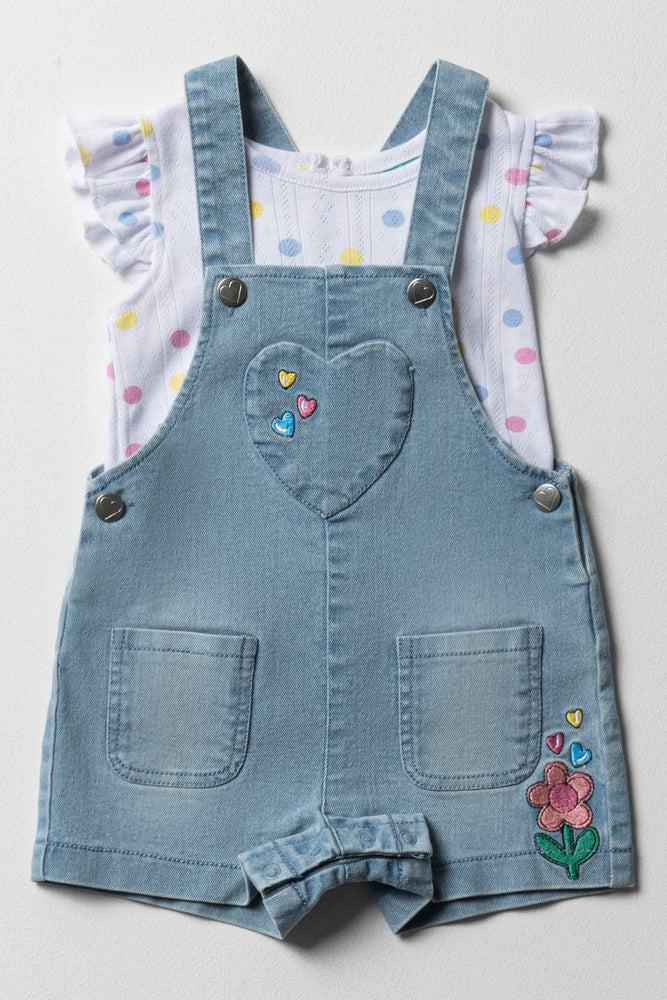 women's tops for mixing and matching with different bottomsDungaree With Short Sleeve T-Shirt Set Blue