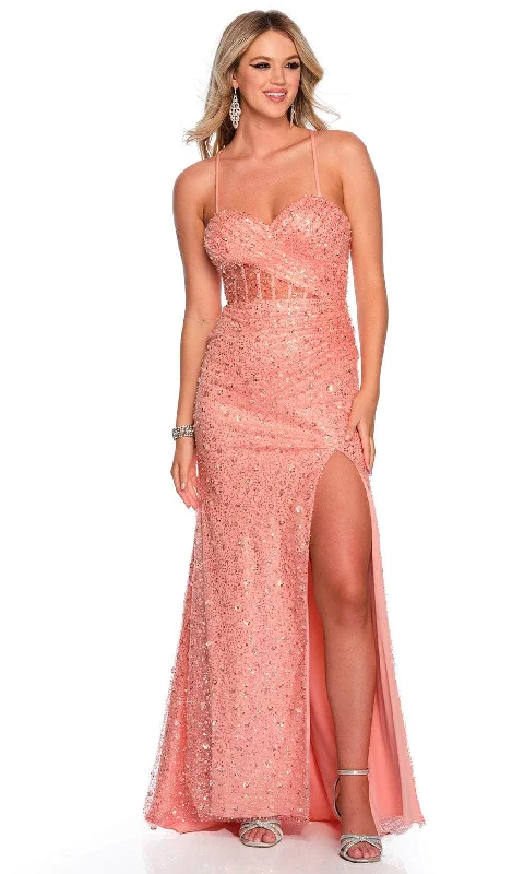 petite prom dressesDave & Johnny 11395 - Sweetheart Neck Bead Embellished Prom Gown