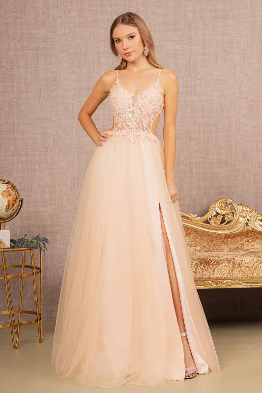 Formal Dress for Destination WeddingsApplique Sleeveless A-line Gown by Elizabeth K GL3152