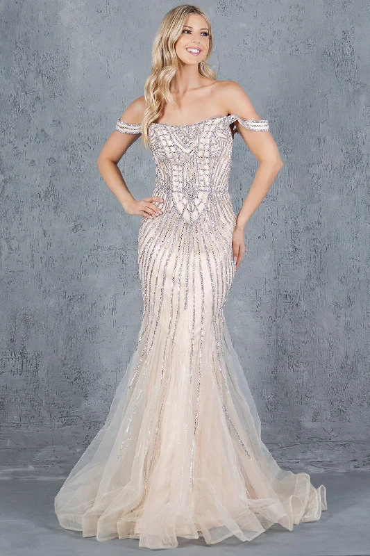 Formal Dress for GalasBeaded Off Shoulder Gown by Cinderella Couture 8271J