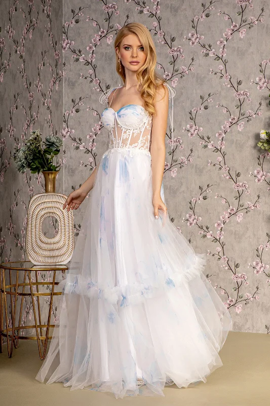 Formal Dress Trends 2023Embroidered Sheer Corset Tiered Gown by GLS Gloria GL3208