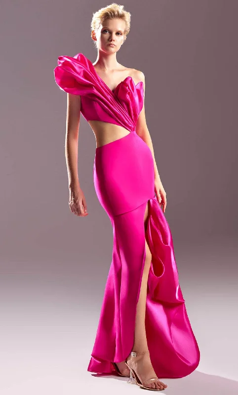 sleeveless prom dressesMNM Couture G1538 - One-Sleeve Side Cut-Out Prom Dress