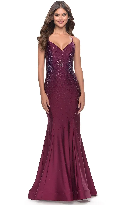 prom dress shopping tipsLa Femme 31220 - Rhinestone Ornate Mermaid Prom Dress