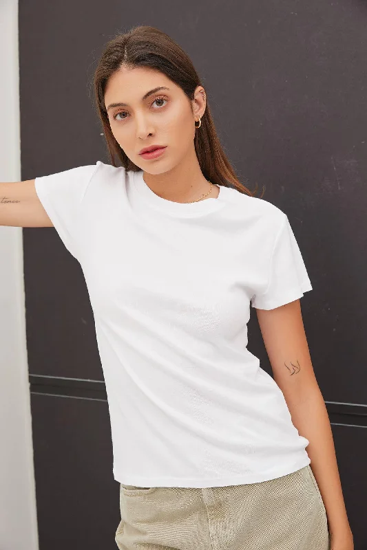 women's tops for those who want to show off their figure in a flattering wayClassic Crewneck T-Shirt