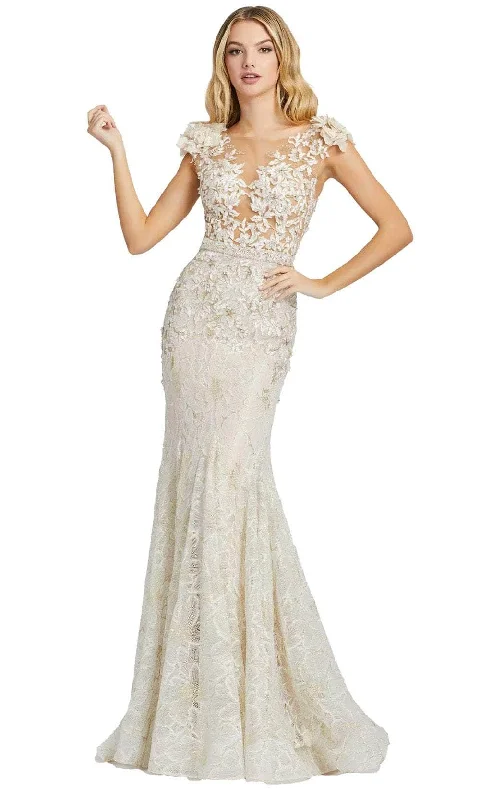 cap sleeve prom dressesMac Duggal 79268 - Embroidered Illusion Neck Prom Dress