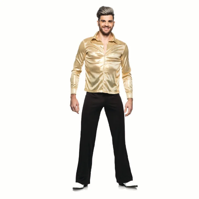 women's tops with beading accentsGold Disco Shirt for Adults