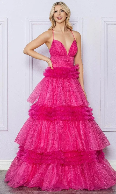 vintage prom dressesNox Anabel R1316 - Strappy Back Ruffled Prom Dress