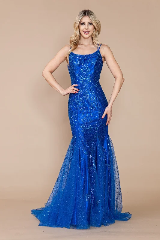 Formal Dress for Winter WeddingsFitted Glitter Print Sleeveless Gown by Poly USA 9306