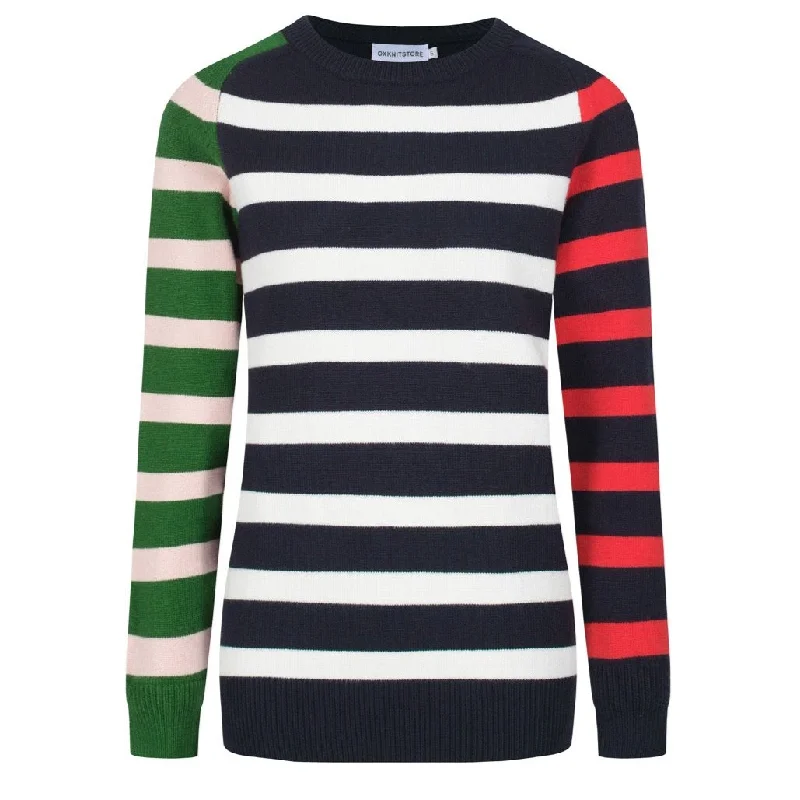 women's tops for summer festivalsWomen's vintage color-matching striped knit T-shirt