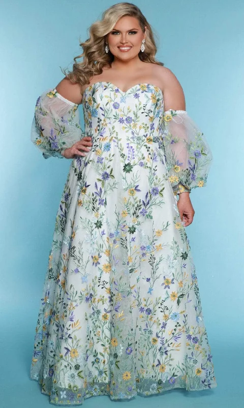 prom dresses with beaded accentsSydney's Closet Bridal SC5326 - Floral Sweetheart Prom Gown