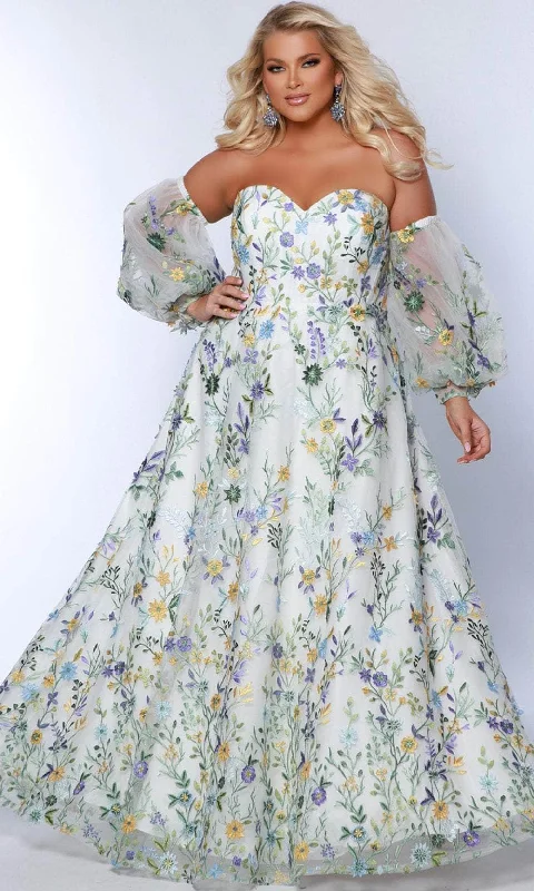 prom dresses with floral embroiderySydney's Closet SC7381 - Floral A-Line Prom Gown