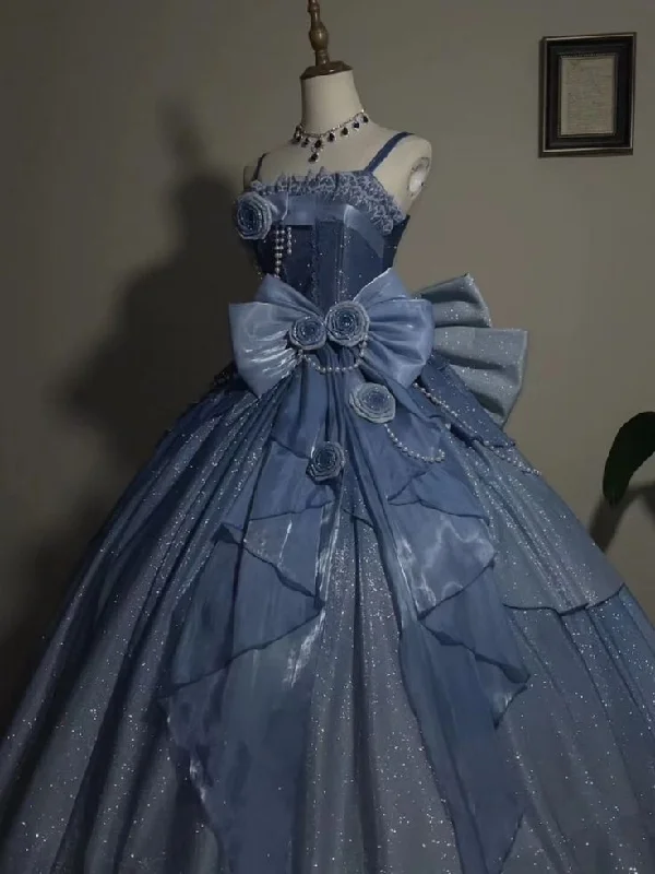 Formal Dress for Museum GalasGorgeous Starry Blue Cinderella Princess Sweet 16 Ball Gown Quinceanera Dress MD7743