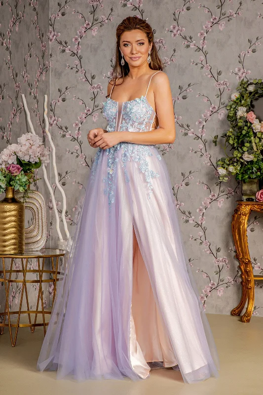 Formal Dress for Beauty Contests3D Butterfly Sleeveless Two-Tone Gown by GLS Gloria GL3252