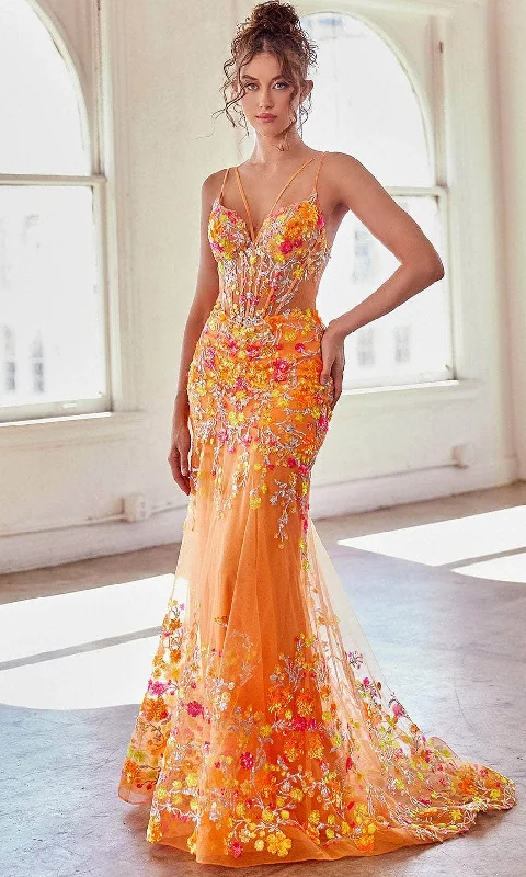 ball gown prom dressesLadivine CK946 - Sequin Floral Pattern Sleeveless Prom Gown