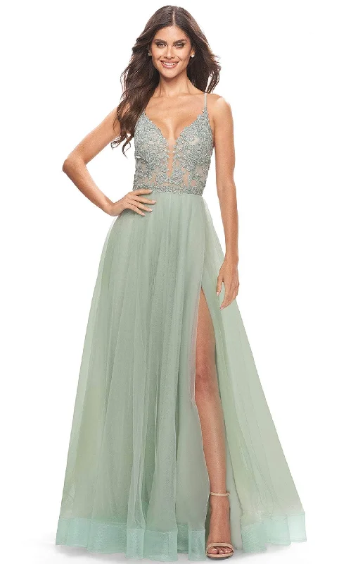 off-shoulder prom dressesLa Femme 31542 - Lace Applique A-Line Prom Dress