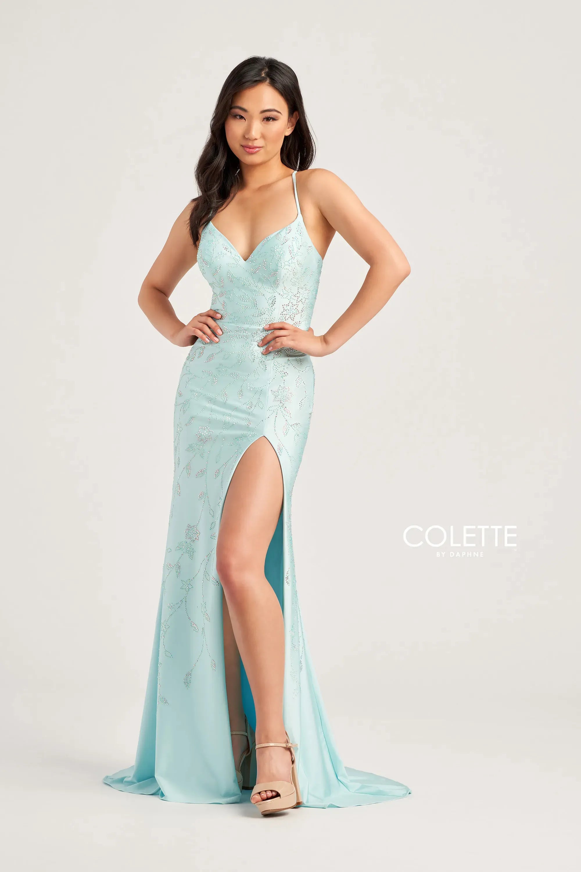 prom dresses with illusion panelsColette By Daphne CL5110 - Beaded Jersey Prom Dress